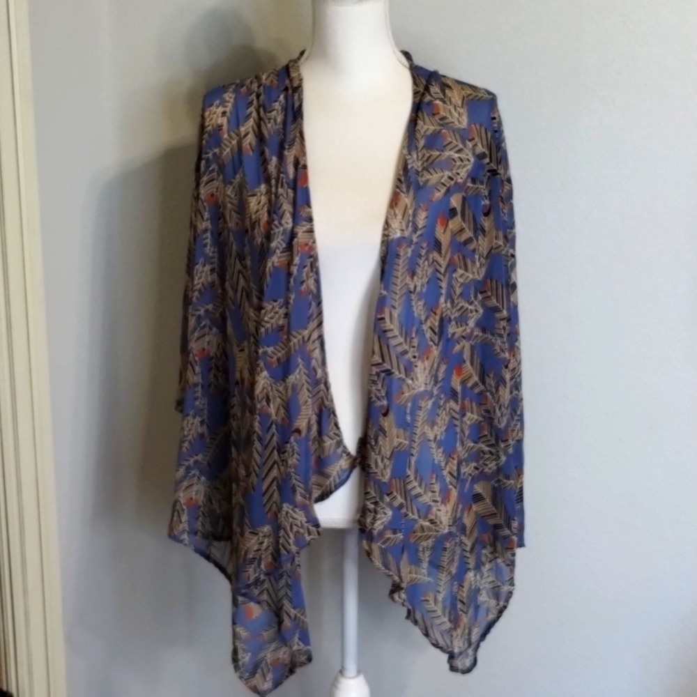 Toska women's large open flare sleeve kimono/duster sheer lightweight feathers